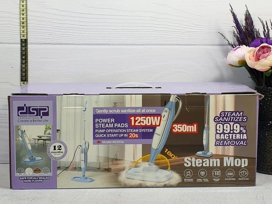 بخارشوی ایستاده DSP مدل KD2036 | Steam Mop 1250W با مخزن 350 میلیلیتر و سری چرخشی 180 درجه
