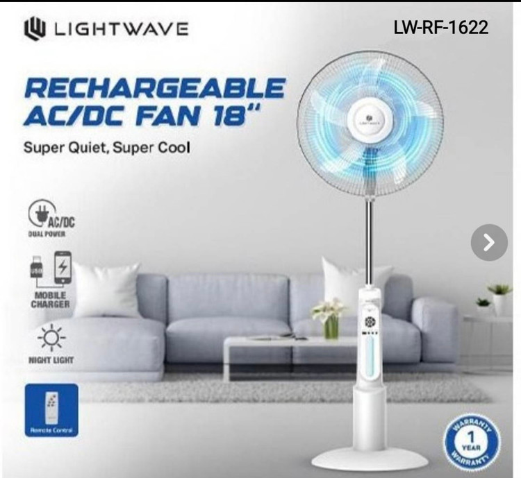 پنکه ایستاده شارژی لایت ویو مدل LW-RF-1622