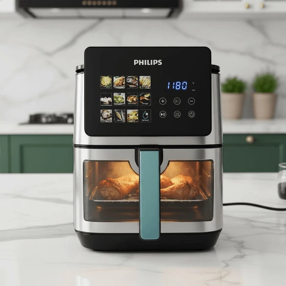 سرخ کن دوالمنت فیلیپس- ظرفیت 15 لیتری جلو پنجره ای مانیتور دار- قدرت 3500W وات- مدل PH-9276