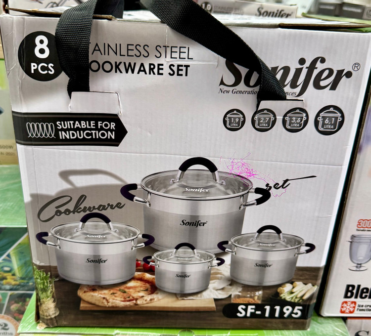 سرویس قابلمه استیل ۸ پارچه سونیفر مدل SF-1195