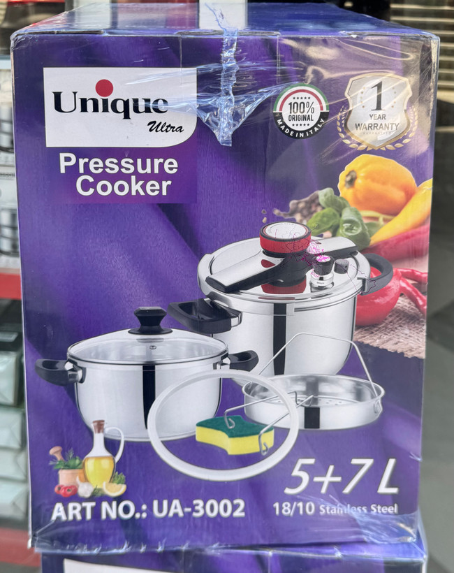 زودپز استیل یونیک مدل UA-3002 سرویس ۵ و ۷ لیتری استیل ضدزنگ 18/10