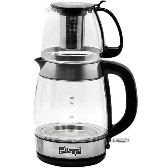 چای‌ساز روهمی DSP مدل KK1286 | توان 2200 وات | کتری 1.7 لیتری + قوری 0.6 لیتری