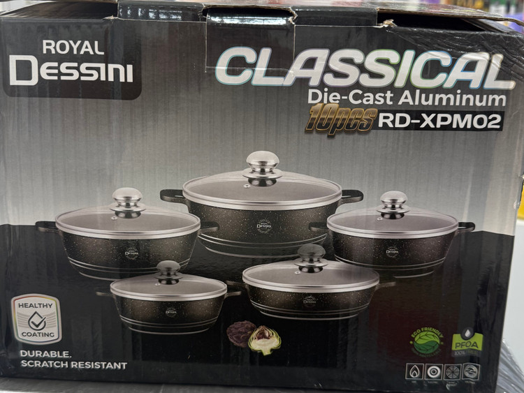 سرویس قابلمه ۱۰ پارچه رویال دسینی مدل Classical RD-XPM02 آلومینیوم دایکست نچسب