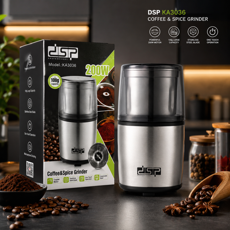 آسیاب قهوه و ادویه DSP مدل KA3036 ظرفیت 100 گرم توان 200 وات
