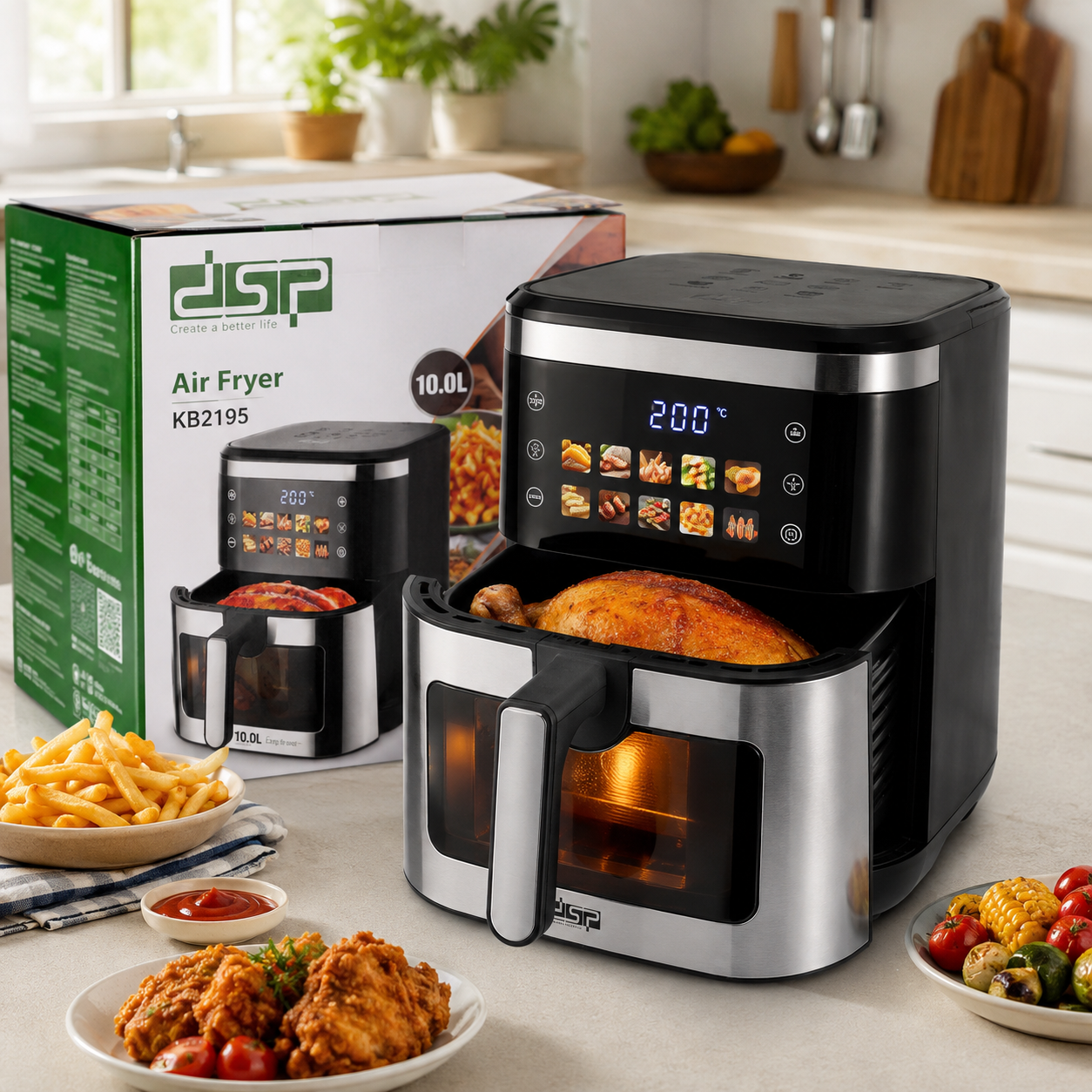 سرخ‌کن بدون روغن DSP مدل KB-2195 ظرفیت 10 لیتر توان 1600 وات