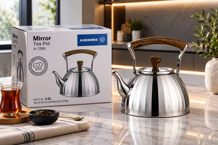 کتری استیل ۳ لیتری Karkmos مدل Mirror A-1290