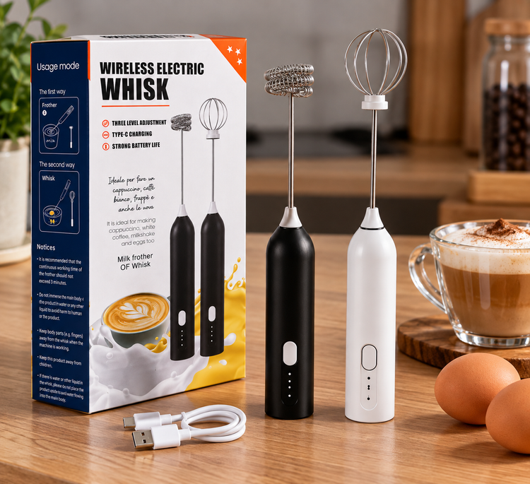 همزن و فومساز شیر برقی بیسیم Wireless Electric Whisk | شارژ Type-C، سه سرعته