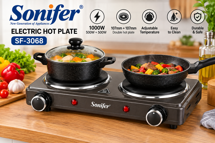اجاق برقی دو شعله سونیفر مدل SF-3068 توان 1000 وات (500+500 وات)